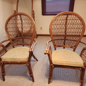 2 Vintage Rattan Baloon Back Chairs
